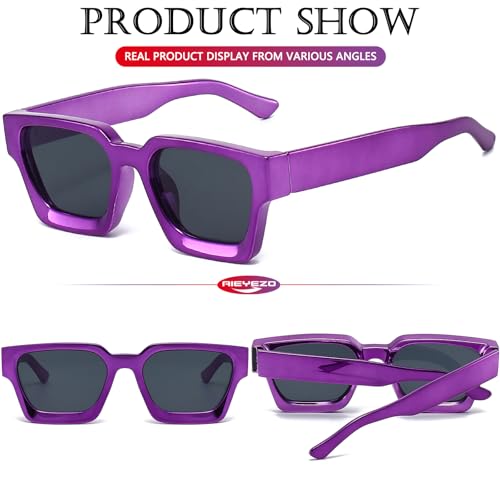 Image of AIEYEZO Square Sunglasses for Women Men Square Thick Frame Sun Glasses Simple Designer Style Shades