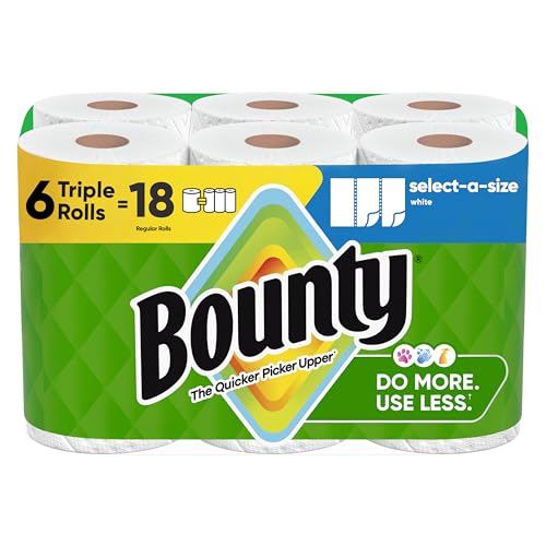 Image of Bounty Select-A-Size Paper Towels, White, 6 Triple Rolls = 18 Regular Rolls (3 Packs of 2)