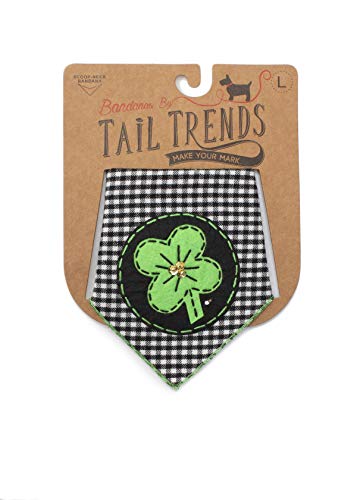 Tail Trends St. Patricks Day Dog Bandanas Lucky Clover Patch Design For Medium To Large Sized Dogs - 100% Cotton #TOP5