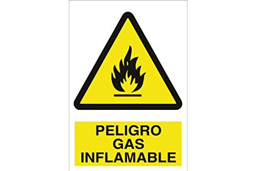 Señal Advertencia Pictorama Y Texto - Peligro Gas Inflamable | Poliestireno - 210X148 Mm En Oferta Cofan A41Pl210148 Señal Poliestireno, 210 X 148 Mm