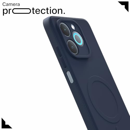 Image of Pikkme Back Cover for Realme P4 Lite 5G Soft Matte Silicone Mag-Safe Design (Mag-Safe Not Support) Camera Protection | Slim Fit Bumper Cover (Blue)