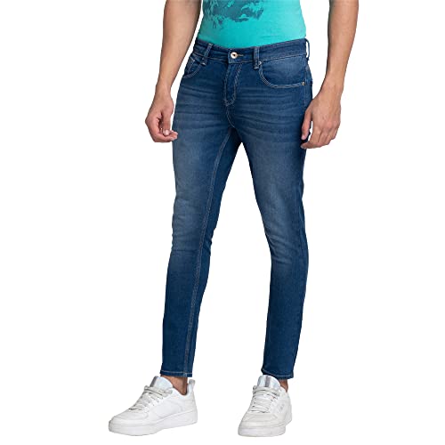 Image of Spykar Men's Kano Slim Fit Mid-Rise Jeans (Ankle Length)