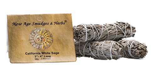 Sage Kit for Cleansing, Positive Energies, Purification, Healing, Meditation, Rituals-White Sage Sticks -4 inches (3 Pack)~Abalone Shell 5-6 inches~6 inch Tripod Stand by New Age Smudges & Herbs
