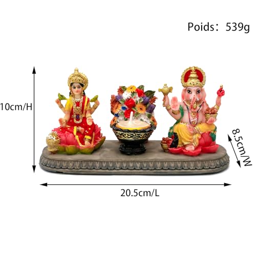 Estatua Lakshmi Ganesha con Diya 4.1" Polystone miniatura 4