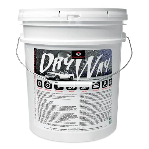DryWay Penetrating Concrete Sealer – Silane Siloxane Water Repellent for Concrete Driveways, Pool Decks, Patios, Brick & Pavers – Breathable Non-Film Forming (5-Gallon)