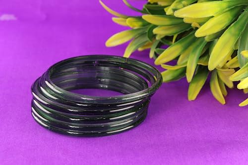 Image of STYOLLO Viral Jelly Transparent Plain Glass Chudi Set For Women & Girls | Traditional Bangle Set | Stylish Bangles For Girls | Ethnic Wedding, Festive & Daily Jewelry | Classic Designer Churi - Set Of 12