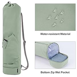 sportsnew Yoga Mat Bag with Water Bottle Pocket and Bottom Wet Pocket, Exercise Yoga Mat Carrier Multi-Functional Storage Bag