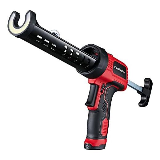 MARSOSAUR Caulk Gun, Non-Drip Electric Caulking Gun with 300 KG Thrust, Cordless Silicone Tool Gun with Constant Flow Tech, Lightweight 10oz Caulk Guns with LED Light