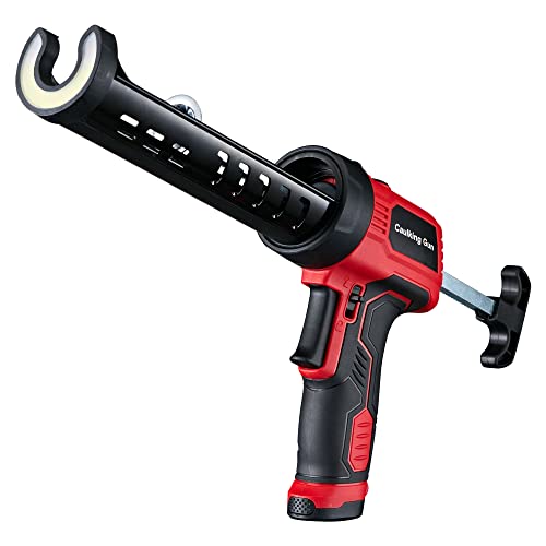 MARSOSAUR Caulk Gun, Non-Drip Electric Caulking Gun with 300 KG Thrust, Cordless Silicone Tool Gun with Constant Flow Tech, Lightweight 10oz Caulk Guns with LED Light by MARSOSAUR - Used condition - US$37.61