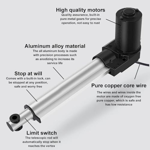 Actionneur linéaire 48V commande à distance avec vérin électrique 350mm - 4