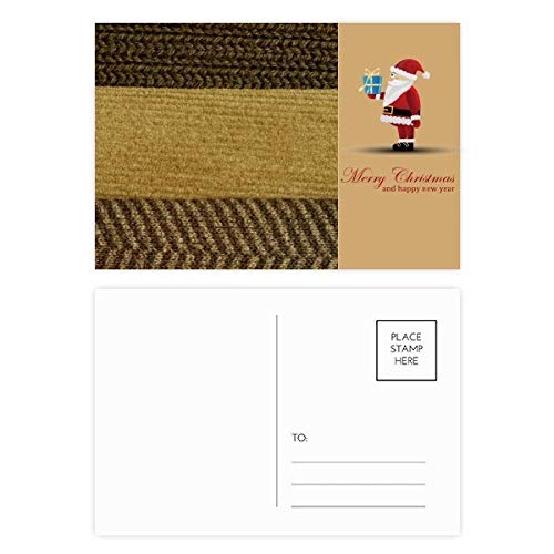 Cartes postales en lin avec 3 barres marron abstrait Père Noël pour fêtes - 20 pièces