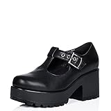 SPYLOVEBUY is a Trade Mark Spylovebuy Stiefeletten Ankle Boots Schuhe Blockabsatz Plateau Schnallen Schwarz Synthetik Kunstleder EU 38