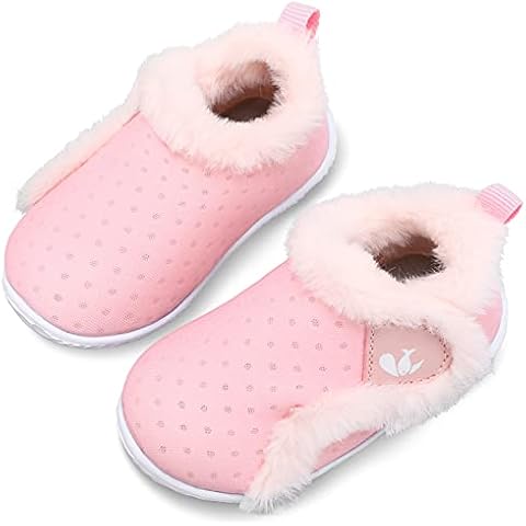 JIASUQI Kids Girls Boys Winter Fuzzy Warm House Shoes Slippers Slip on Casual Walking Shoes Pink 5-6 Toddler Cover