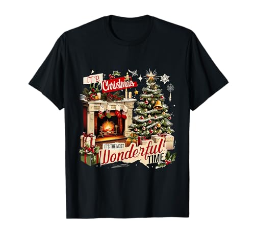 Cozy Christmas Fireplace Tree Holiday Winter Decor Gift T-Shirt
