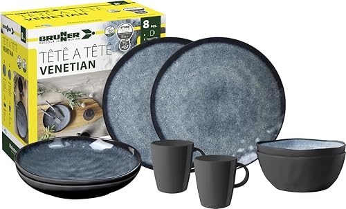 BRUNNER 0830143N.C9X Campinggeschirr Set für 2 Personen, Tête-À-Tête Venetian, 8-teilig