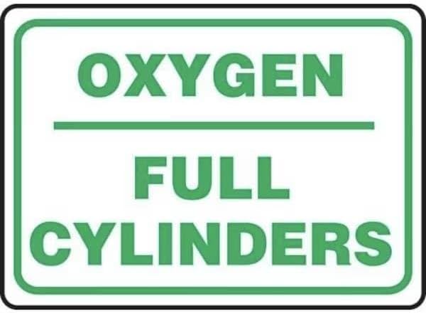 SAFETY SIGN OXYGEN FULL CYLINDERS, Mfr: MCPG573XL-A