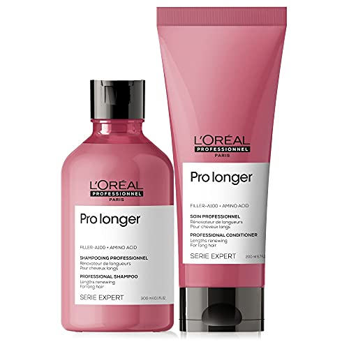 L'Oréal Professionnel Serie Expert Pro Longer Shampoo and Conditioner Set, Helps Thicken Hair and Reduce Split Ends, For Long Hair, 300 ml and 200 ml