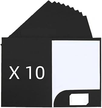 10Pcs A4 Insert Presentation Folder - Letter Size Business Report Holder, Kraft Black Cardboard Office Project File for Single Sheet Documents