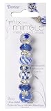 Darice Mix and Mingle Glass Lined Metal Beads, Blue and White
