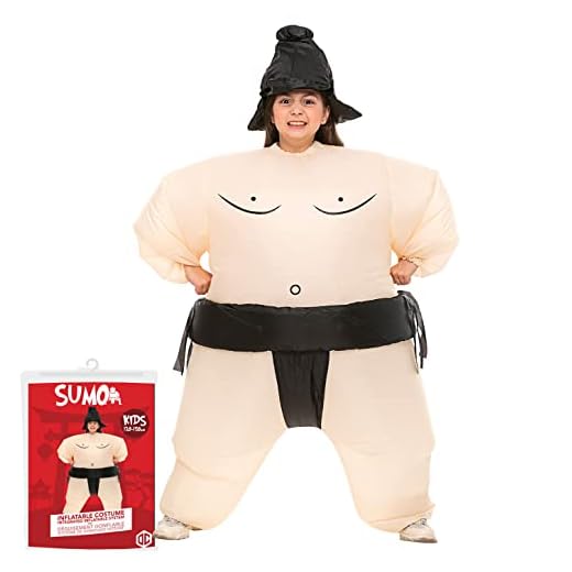 AirSuit® Disfraz de Sumo Hinchable para Niños | Talla 120 a 150cm | Disfraz Inusual para Carnaval | Hecho de Poliéster de Alta Resistencia - Agradable | Sistema de Inflado Incluido | OriginalCup®