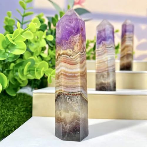 Cristal de amatista pulida de colección con base geométrica de ágata pura 3