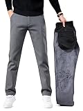 ziilay Winter Thermohose Chinohose Jeanslook mit Fleece gefütterte Winterhose Herren Warm Thermo 8270hGY 32W