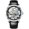GUANQIN Vintage Men Skeleton Dial Automatic Self-Wind Mechanical Wrist Watch Sapphire Crystal Business Double-Sided Hollow Waterproof Clock Man Genuine Leather Wristwatch