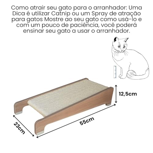 Arranhador Gato Piso Inclinado Corda Sisal em MDF - Amadeirado