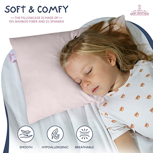 Kona's Baby Boutique Toddler Pillow With Soft Bamboo Pillowcase Pink - 13 X 18 Inch Perfect Toddler Pillow - Toddler Pillows For Sleeping 2-Year-Old, Breathable Crib Pillow, Kids Pillow #TOP2