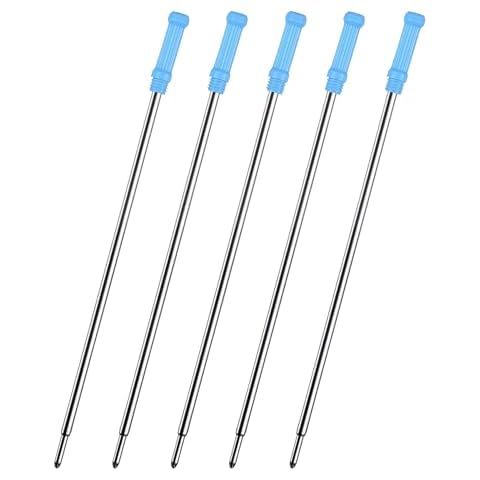 PapaBear Ballpoint Pen Refills, Replaceable Rollerball Refill, Fine Point 0.7mm, 5 Packs Black Ink Refill (Blue) Cover