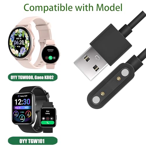 Compatible for OYY Smart Watch Charger, Magnetic USB Charging Cable Replacement Charger Compatible for OYY TGW101, TGW008, Gaea K802 Watch (for TGW101, TGW008, Gaea K802 Watch, White)