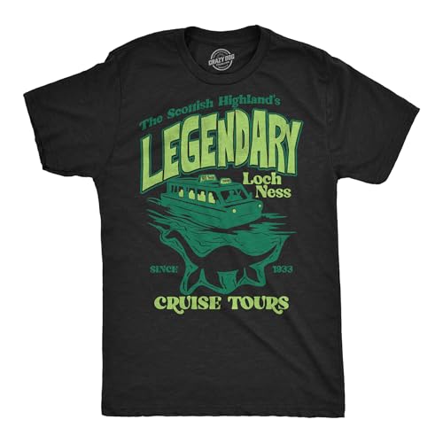 Funny Loch Ness Shirt for Men, Legendary Cruise Tours Tee Black XL