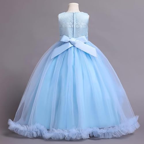 REXREII Flower Girls Embroidered Lace Wedding Tulle Dress Sleeveless Pageant Birthday Party Communion Evening Long Gown3