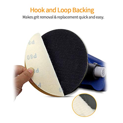 SPEEDWOX 100 Pcs 6 Inches Sanding Discs 80 Grit Dustless Hook and Loop Sandpaper for Random Orbital Sander Yellow Finishing Discs for Automotive Woodworking - Image 4