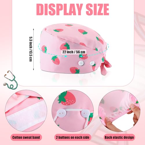 Image of Unittype 4 Pcs Nurse Caps for Women Nursing Working Caps with Button and Sweatband Adjustable Elastic Scrub Hats for Dentist