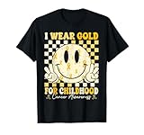Retro I Wear Gold for Childhood Cancer Awareness Gold Ribbon T-Shirt