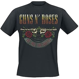 Guns N’ Roses Logo and Bullet Europe Tour 2017 Homme T-Shirt Manches Courtes Noir - Les Beatles, Paul McCartney, John Lennon, RIngo Starr, George Harrison