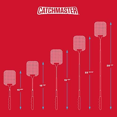 Extra-Long Bug & Fly Swatter by Catchmaster - 6 Pack Extendable 28", Ready to Use Indoors & Outdoors. Insect Spider Wasp Assorted Colors Multicolored Compact Metal Lightweight Natural Non-Toxic