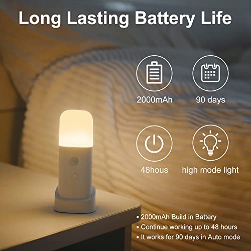 Creweel Rechargeable Motion Sensor Night Light, Battery Operated Nightlights, Dimmable Motion Sensor Light Indoor, Cordless Motion Activated Night Lights For Adults, Bathroom, Bedroom, Hallway(2Pack) #TOP2