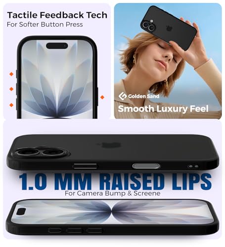 Image of Golden Sand Rugged Frosted Back Cover Case for iPhone 17 - Semi Transparent, Shockproof, Slim Profile, Matte Grip (Space Black, TPU+PC)