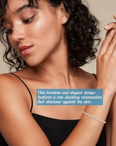 3mm Moissanite Tennis Bracelet, 5.6cttw D Color VVS1 Moissanites 925 Sterling Silver Prong-Setting Handcrafted 7" Length Bracelets for Women Birthday Jewelry Gifts3