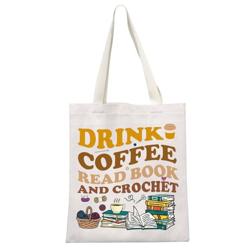 Bolso tipo tote tejido a ganchillo para amantes del café y del crochet, regalo ideal miniatura 1