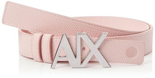 Armani Exchange Casual Leather, on Tone Logo Buckle Belt, Pink, Extra Large