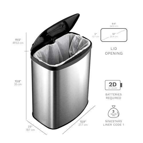 Caneca de Basura Sensor Automático Acero Inoxidable 3 Gal miniatura 3