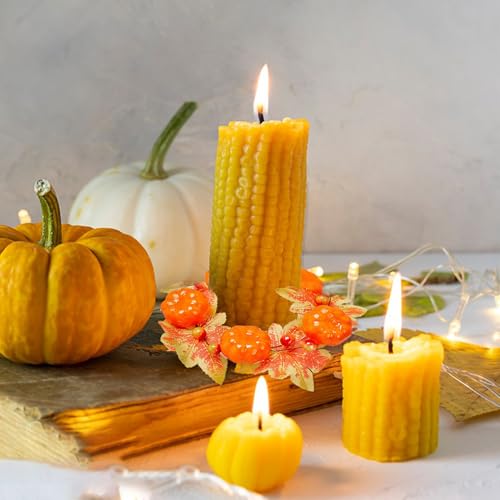 Grinaldas de Anéis de Velas de Outono, Coroa de Velas de Abóbora, Anéis de Velas de Outono Com Fruta