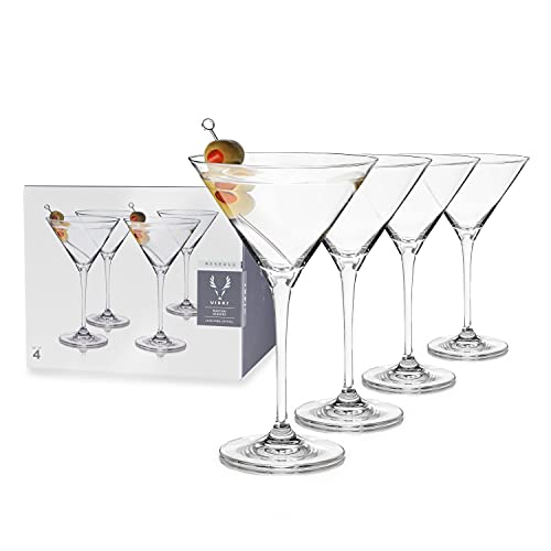 Viski Martini Lot de 4 verres à cocktail en cristal sans plomb Transparent Cover