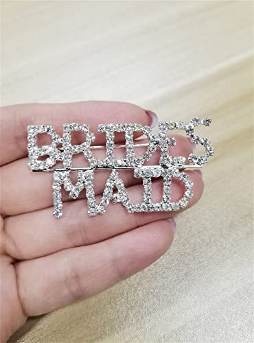 Image of Rhinestone Bride Brooch Pin for Women Girls Fashion Crystal Letter Wedding Bouquet Brooches Lapel Pins Delicate Dress Accessories Jewelry Gift for Bachelorette & Bridal (Bridesmaid)