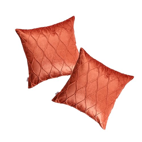 Image of Home - The Best is for You Luxurious Rust Velvet Lumber Cushion Covers- Pack of 2, 20x20 Inch