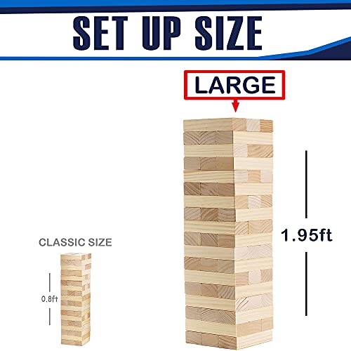 Large Tower Wooden Stacking Outdoor Games For Adults And Family Yard Lawn Blocks Games - Includes Rules And Carrying Bag-54 Pcs Premium Wood #TOP4