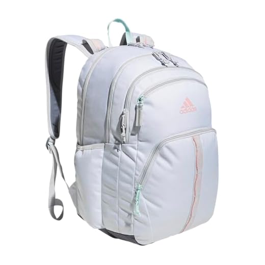 adidas Prime Backpack for Work, Travel Bag for Women and Men with Padded Compartment for Laptop, Twill White/Semi Flash Aqua Blue, One Size